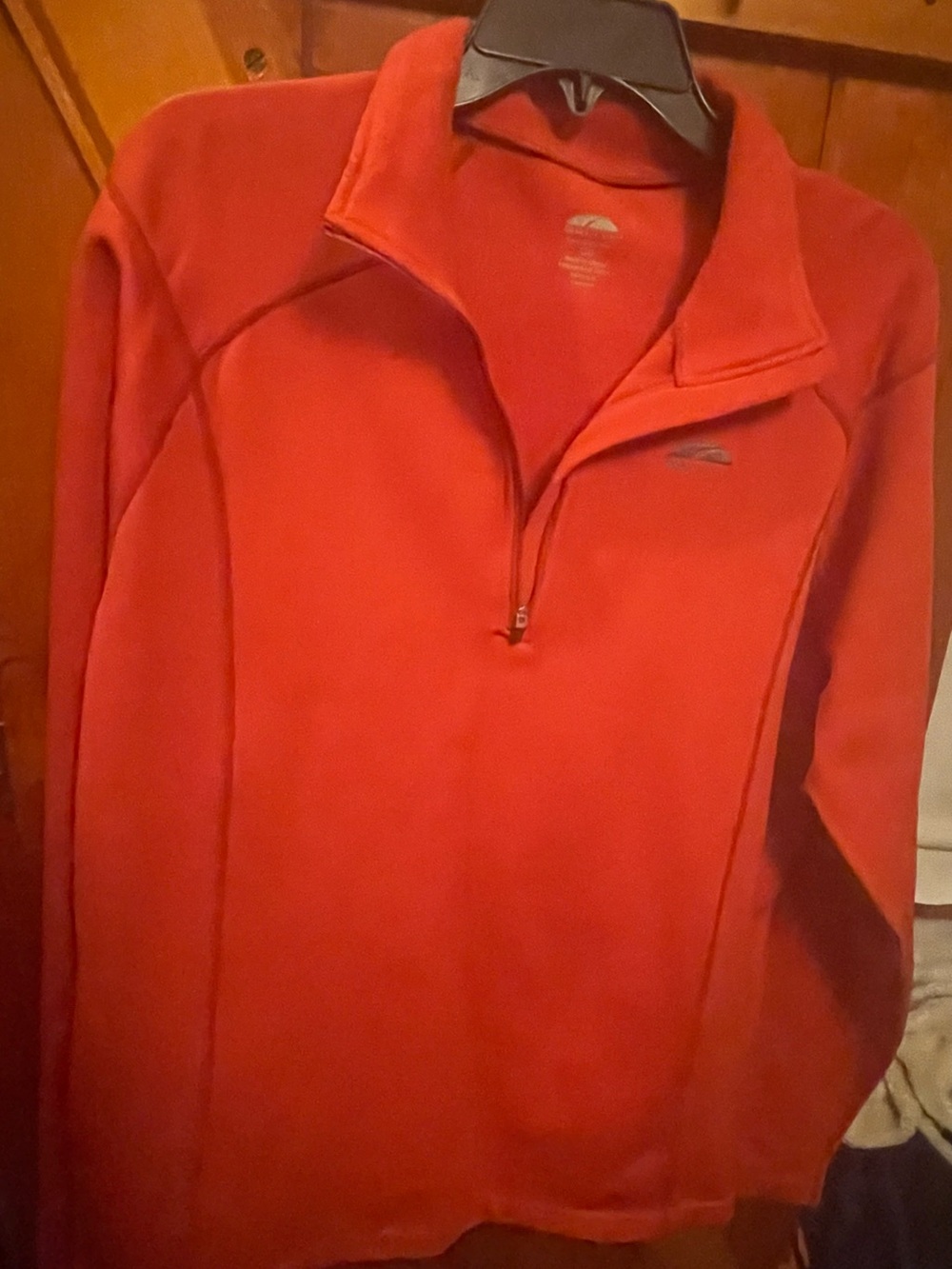 Men’s Go Lite Half Zip Long Sleeve Fleece Lined Shell Large Rust Orange Color